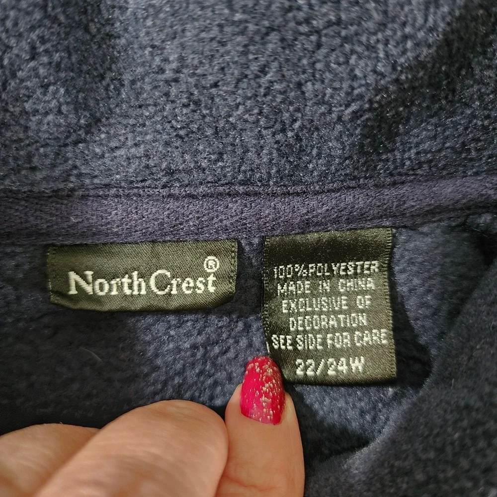 NorthCrest Full Zip Up Fleece Sweater Women's Plus Size 22W Snowflake Embroidery